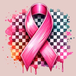 Breast Cancer Png, The Fight Png, Breast Cancer October Png Design, Breast Cancer Png, Pink Ribbon, Sublimation Design Download Checkered