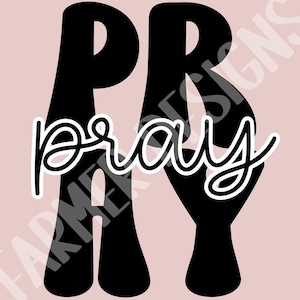 Pray PNG Digital Design Download, Amen png, Jesus png, Christian png, Pray png, Handwritten png, single color png, Retro png