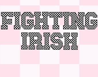 Mascota del equipo con letras a cuadros PNG Fighting Irish Diseño de sublimación Descargar mascota Fighting Irish PNG Go Fighting Irish PNG