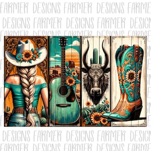 Western Turquoise Png, Western Cowgirl Png, Cowboy Boots Png, Cowprint png, Sunflower Png, Country popular now Png, Trendy Western Png
