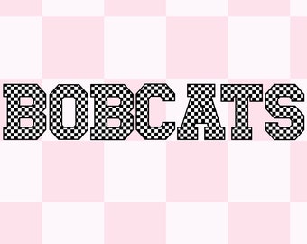 Checkered Letters Team Mascot Png Bobcats Sublimation Design Download Bobcats Mascot Png Go Bobcats Png Digital Design Download