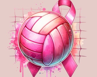 Maglietta con design PNG per la pallavolo e il cancro al seno, pallavolo e sensibilizzazione sul cancro al seno, nastro rosa, maglietta rosa da pallavolo.