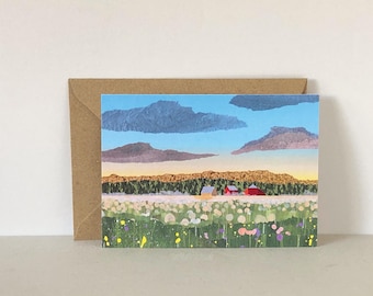 Midnight Sun Art Postcard: A6 Matte Paper - Swedish Summer Landscape Illustration