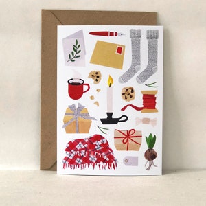 Accogliente cartolina dell'Avvento - Biglietto di Natale, Biglietto per gli amanti del caffè, Caldi auguri invernali, Biglietto di auguri, Biglietto illustrato, Hygge, Natale svedese