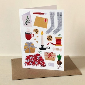Accogliente biglietto d'auguri per l'Avvento - Biglietto di Natale, Biglietto per gli amanti del caffè, Caldi auguri invernali, Biglietto Hygge, Biglietto con candela, Natale svedese