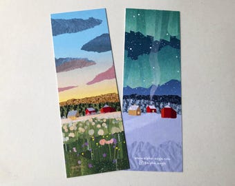 Double-sided Bookmark - Midnight Sun & Northern Lights - Matte Paper