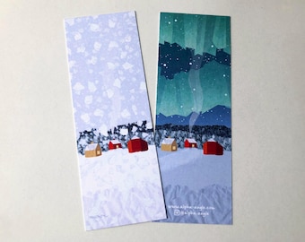 Double-sided Bookmark - Snow Day & Northern Lights - Matte Paper