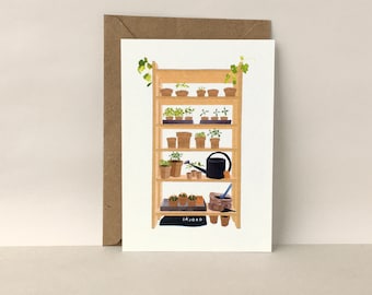 Gardening Postcard: A6 Matte Paper - Seed starting Illustration