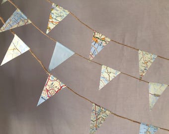 Sweden Map Bunting - Handmade Paper & Jute Garland - Pastel Pennant Banner