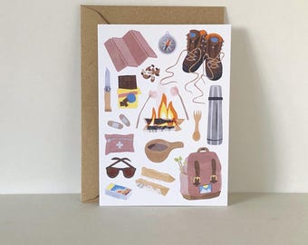 Hiking Postcard: A6 Matte Paper - Outdoor Adventure Illustration