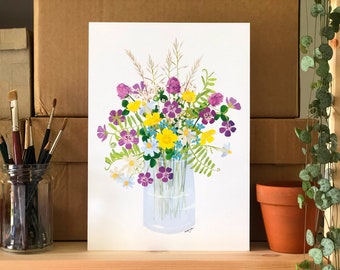 Swedish Midsummer Bouquet A4 Print - Botanical Wildflower Illustration - Summer Wall Decor