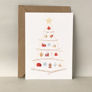 Skandinavischer Weihnachtsbaum Postkarte - Weihnachtskarte für Minimalisten, Elegante Grußkarte, Schlichte Weihnachtskarte, Illustrierte Karte, Adventskalender