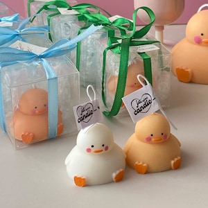 Vela en forma de patito regordete en miniatura, para baby shower, linda vela, regalo único, velas de animales, decoración de escritorio, regalos de cumpleaños