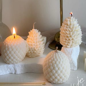 Soy Wax Pine Cone Candle: Rustic Holiday Decor, Handmade