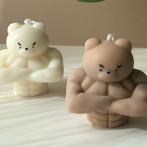 Buff Bear Candle |  Cute Muscle Bear | Animal Candle | Teddy Bear Gift | Novelty Candle | Handmade Gift Idea | Baby Shower Gift