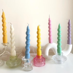 Spiral Soy Wax Taper Candles: Pastel Dinner Decor