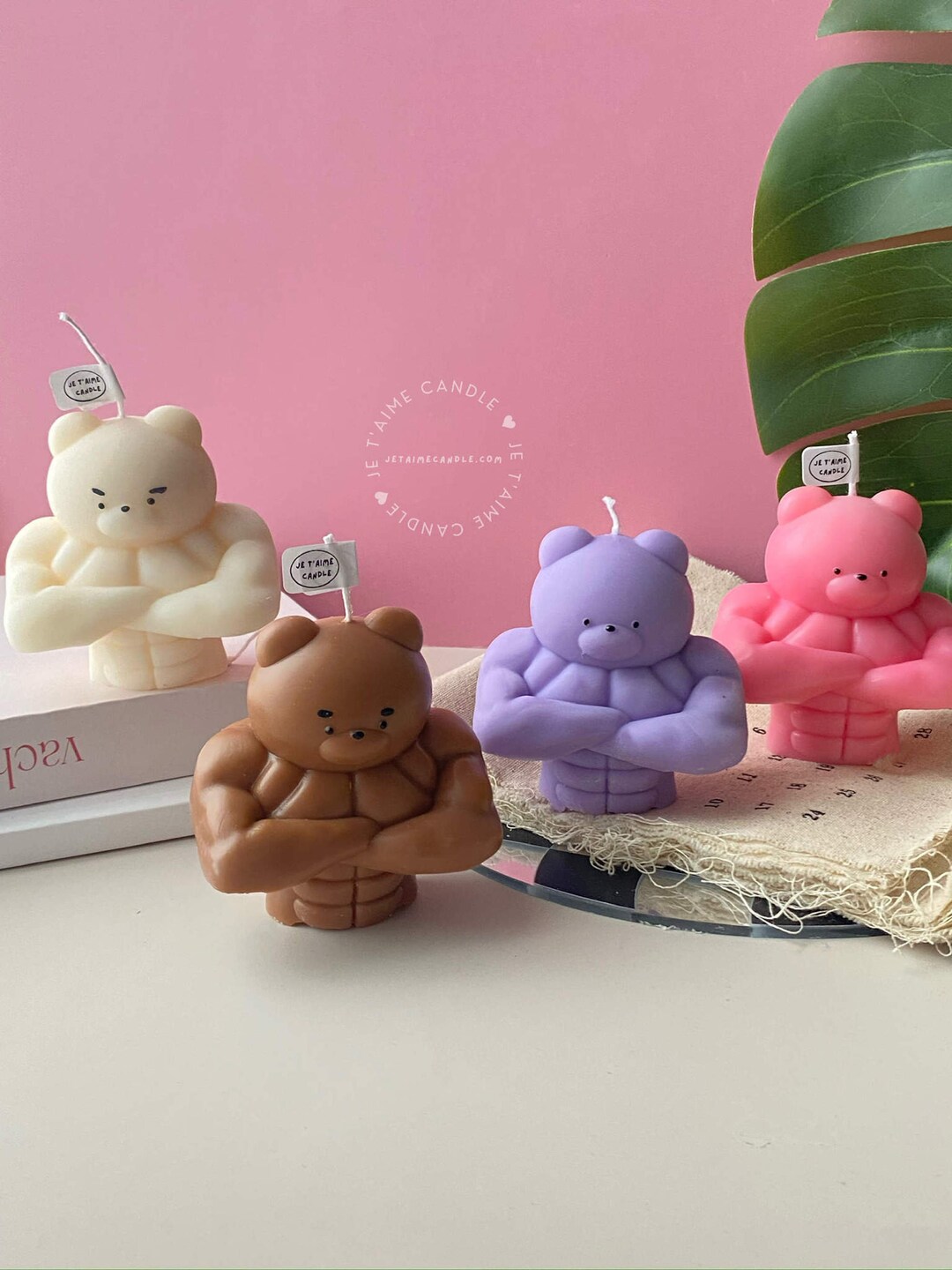 Cute & Mighty Buff Bear Candle, Muscular Bear in Pink, Daddy Father ...