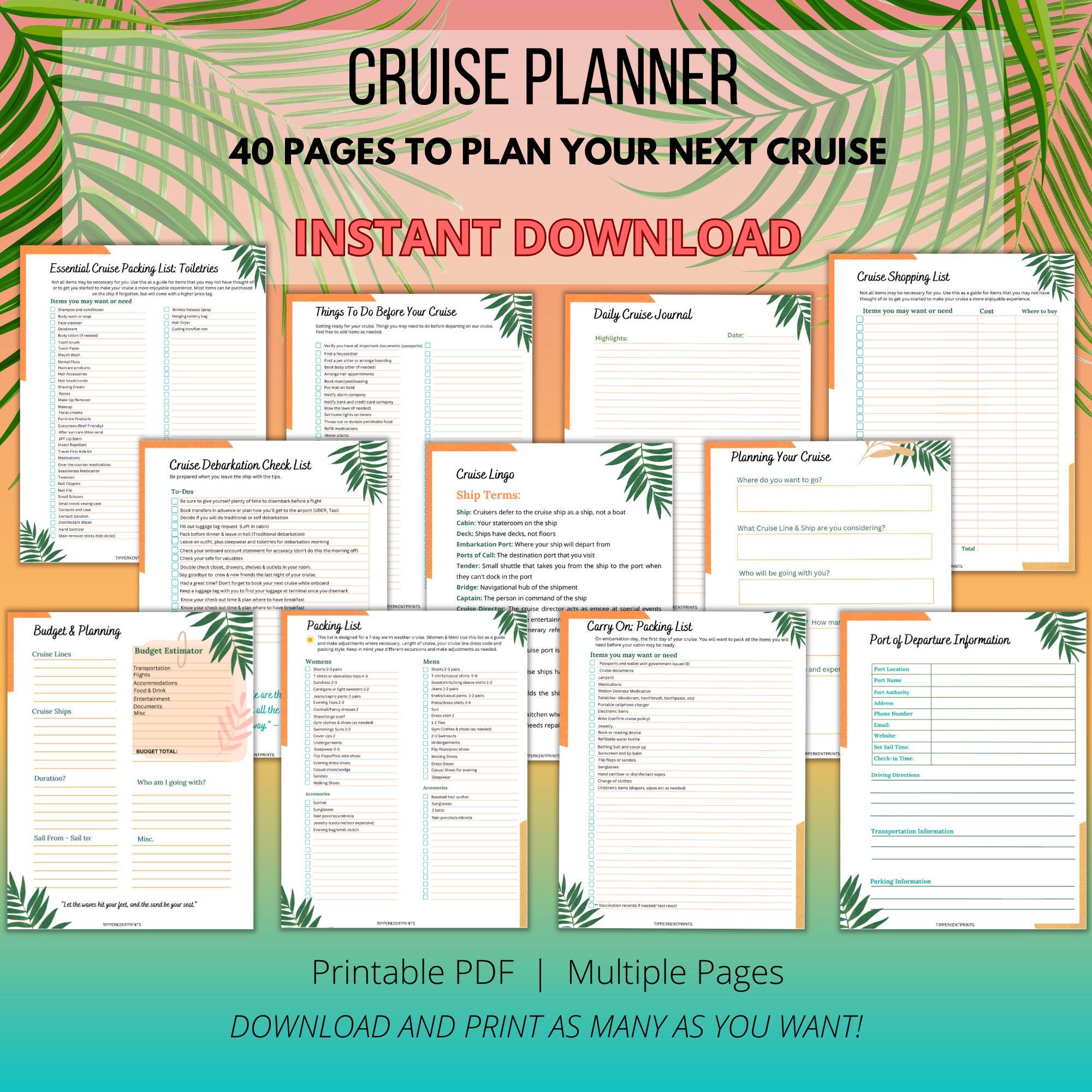 Printable Cruise Planner - Etsy