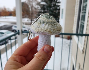 Handmade Crochet Mushroom Keychain, Toadstool Keychain