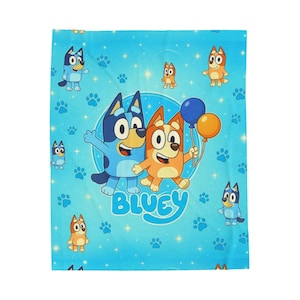 Cozy Bluey Plush Blanket for Kids, Soft Throw for Naptime, Bluey Themed Blanket, Birthday Gift for Children, Playroom Decor