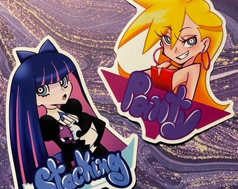 Panty and Stocking Die Cut 3.5in x 4in Anime Panty & Stocking with Garterbelt PASWG Combo or Individual Stickers