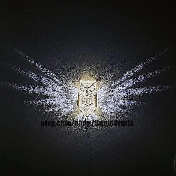 Owl Light, owl night light, owl with light wings, 3d printed owl light, WiseOwl 3D Printed Night Light