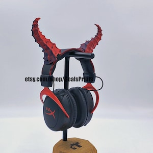 Ribbed Demon Horns Attachment for Headset, Gaming and Streaming Headset Accessories, cosplay, Streaming Prop, gaming streamer gift