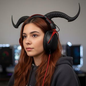 Attache cornes tieffelin pour casque, accessoires de casque de jeu et de streaming, cosplay, cadeau de banderole de jeu, cornes de chèvre, cornes de bélier, barde