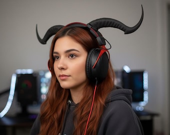Tiefling Horns Attachment for Headset, Gaming and Streaming Headset Accessories, cosplay, gaming streamer gift, goat horns, ram horns, bard
