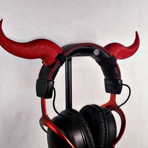 Curved Demon Horns Attachment for Headset, Gaming and Streaming Headset Accessories, cosplay, Streaming Prop, gaming streamer gift