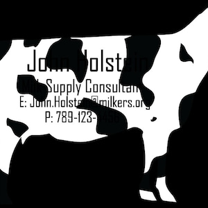 Custom Shaped Holstein Cow Businesss Card Farm Dairy Unique