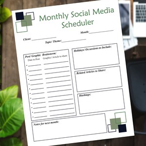 Social Media Schedule PDF Planner Organizer Small Business