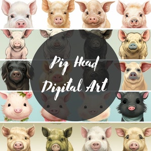 Pig Head Digital Paper – Farm Backgrounds for Digital Prints - Seamless Paper - Farming Scrapbook