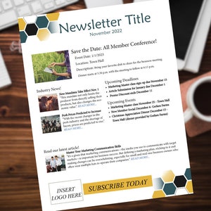 DIY Customizable Print Newsletter Template Small Business Word Document Downloadable Customize Colors