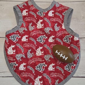 Handmade WSU Cougars Baby Bapron, Cotton Flannel Bib, Baby Shower Gift
