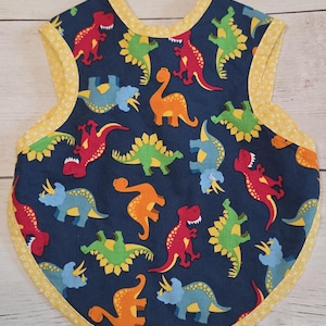 Handmade Baby Bib, 100% Cotton Dinosaur Print Bapron, Soft Flannel Back