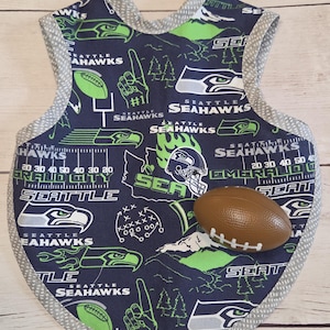 NFL Seattle Seahawks Baby Bib, Handmade Cotton Flannel Bapron