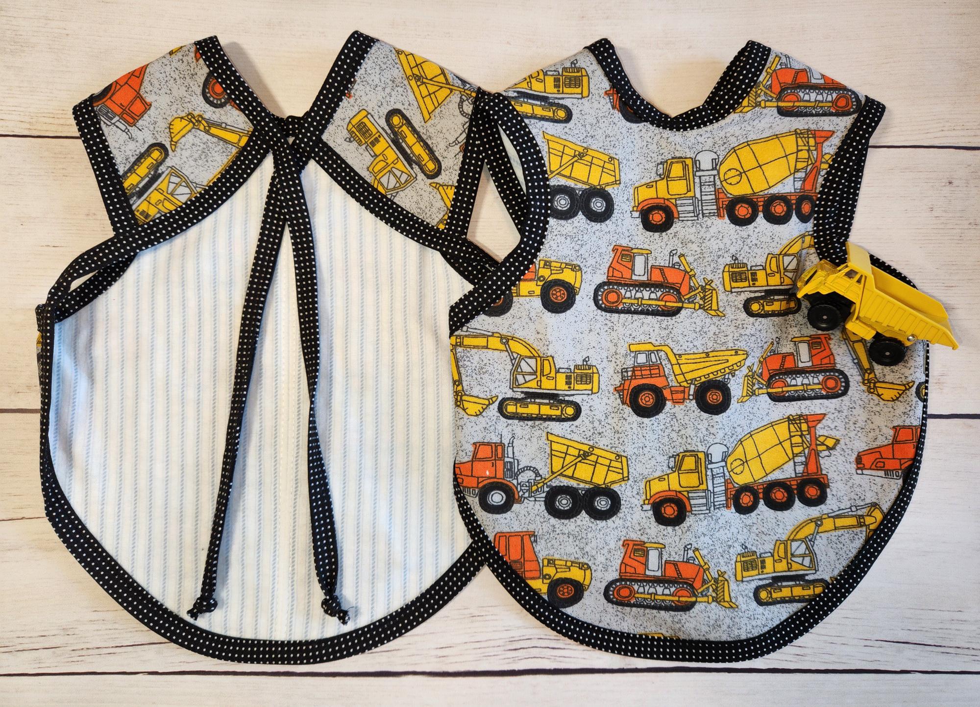 Handmade Heavy Equipment Baby Bib, Absorbent Cotton Flannel Bapron ...