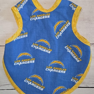 NFL LA Chargers Baby Bib, Handmade Cotton Flannel Bapron, Infant Feeding Cover