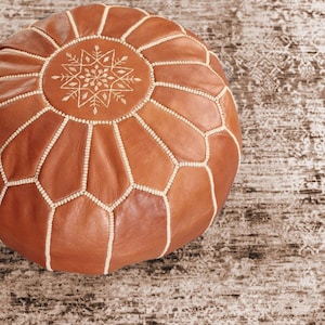 75% OFF** Cover POUF with White Stitching Leather Pouf Ottoman Pouf Morrocan Leather Pouf Moroccan Pouffe, Home gifts, Wedding Gifts