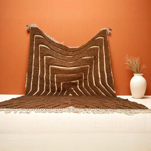 Brown Wool Moroccan Rug – Boho Chocolate Beni Ourain Carpet – Handmade Berber Area Tapis – Modern Geometric Neutral Home Decor - Wool Rugs