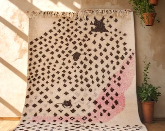 Moroccan Handmade Wool Rug - Luxury Berber Carpet for Home - Vintage Moroccan Rug for Living Room - Handmade Beni Ourain Rug - Area Rug 8x10