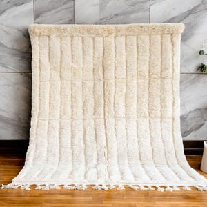 White Moroccan Rug 70% OFF - Handmade Berber Wool Carpet with Minimalist Striped Design, Handwoven Geometric Area Rug, Bohemian Rug, Rugs