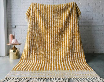 Area Moroccan Berber rug - Orange Beni ourain rug - all wool berber rug - Custom area rug - handmade rug - Genuine lamb wool - Berber rug