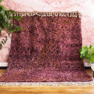 Moroccan Rug Deep Burgundy, Moroccan Wool Rug, 8x10 Living Room Rug, Wool Area Rug, Custom Rug, Berber Carpet, 8x10 rug, custom rug, rugs