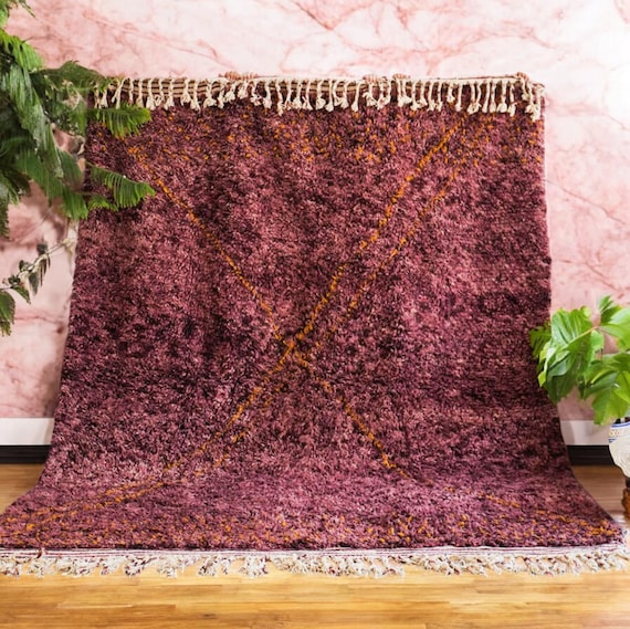 Moroccan Rug Deep Burgundy, Moroccan Wool Rug, 8x10 Living Room Rug, Wool Area Rug, Custom Rug, Berber Carpet, 8x10 rug, custom rug, rugs
