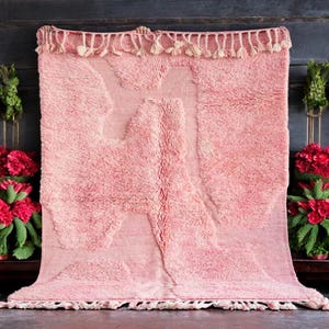 70% OFF Pink Moroccan Wool Rug – Handmade Boho Shag Carpet with Textured Pattern, Blush Area Rug for Living Room, berber Rug, Area Rug 8x10
