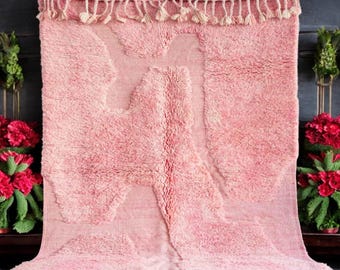 70 % de descuento en alfombra marroquí de lana rosa: alfombra bohemia de pelo largo hecha a mano con textura, alfombra ruborizada para sala de estar, alfombra bereber, alfombra de 20 x 25 cm