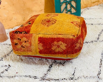 Erstaunlicher quadratischer Ottoman Pouffe Tischkaffee marokkanische Wolle, hellbrauner quadratischer Hocker
