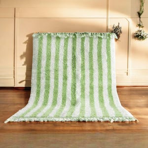 Moroccan Rug, Beni Ourain Rug, Green Moroccan Wool Rug – Geometric Berber Carpet with Tassels, Handmade Boho Area Rug, Handmade Rug, rugs
